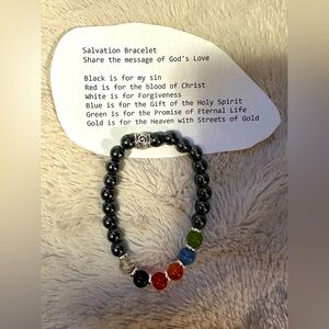 Handcrafted Salvation bracelet with genuine stones and hematite. 9 inch